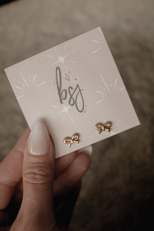 MINI BOW EARRINGS | waterproof gold studs
