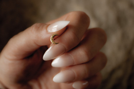 TINY MOON STUDS | waterproof gold earrings
